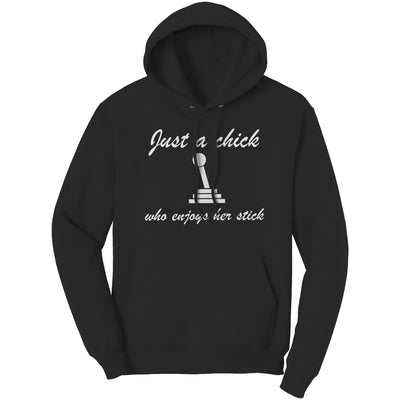 just-a-chick-who-enjoys-her-stick-hoodie-black