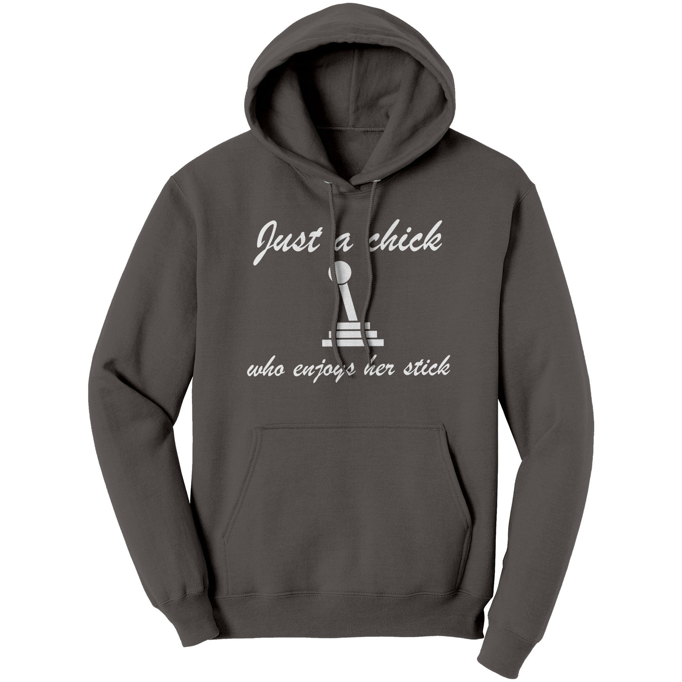 just-a-chick-who-enjoys-her-stick-hoodie-charcoal