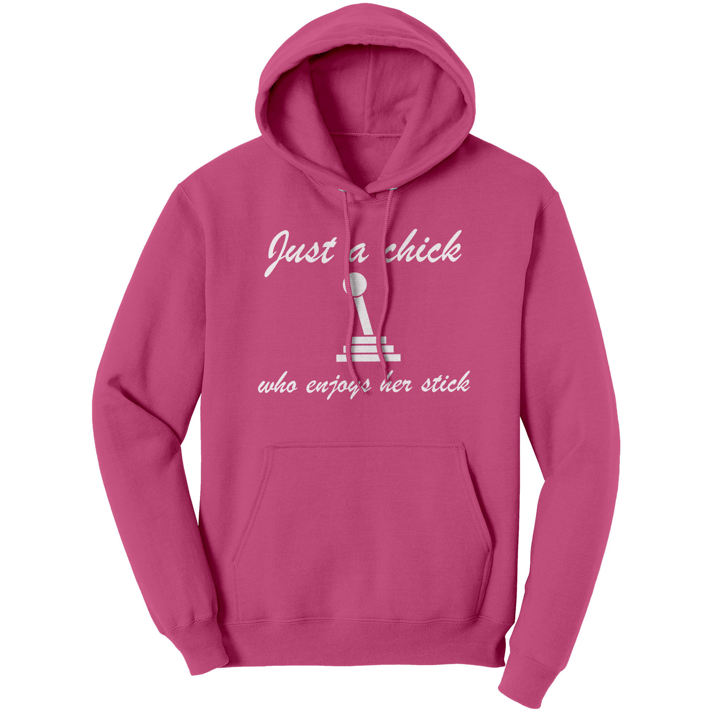 just-a-chick-who-enjoys-her-stick-hoodie-pink