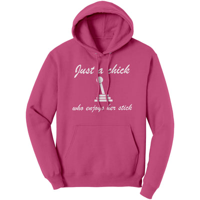 just-a-chick-who-enjoys-her-stick-hoodie-pink