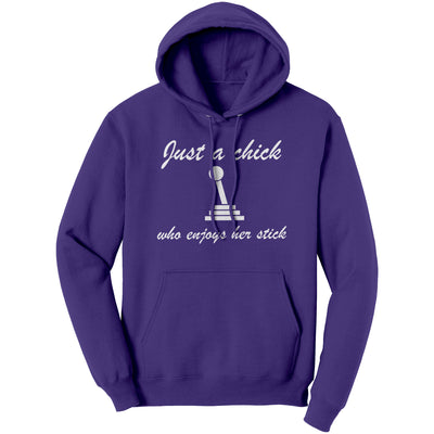 just-a-chick-who-enjoys-her-stick-hoodie-purple