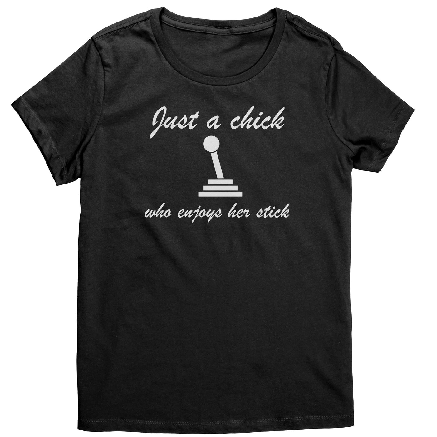 just-a-chick-who-enjoys-her-stick-shirt-black