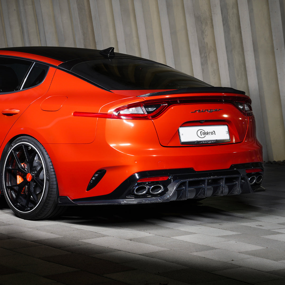 Carbon Fiber Pattern Rear Bumper Lip Spoiler Diffuser – Fits Kia Stinger (2-Piece Set)